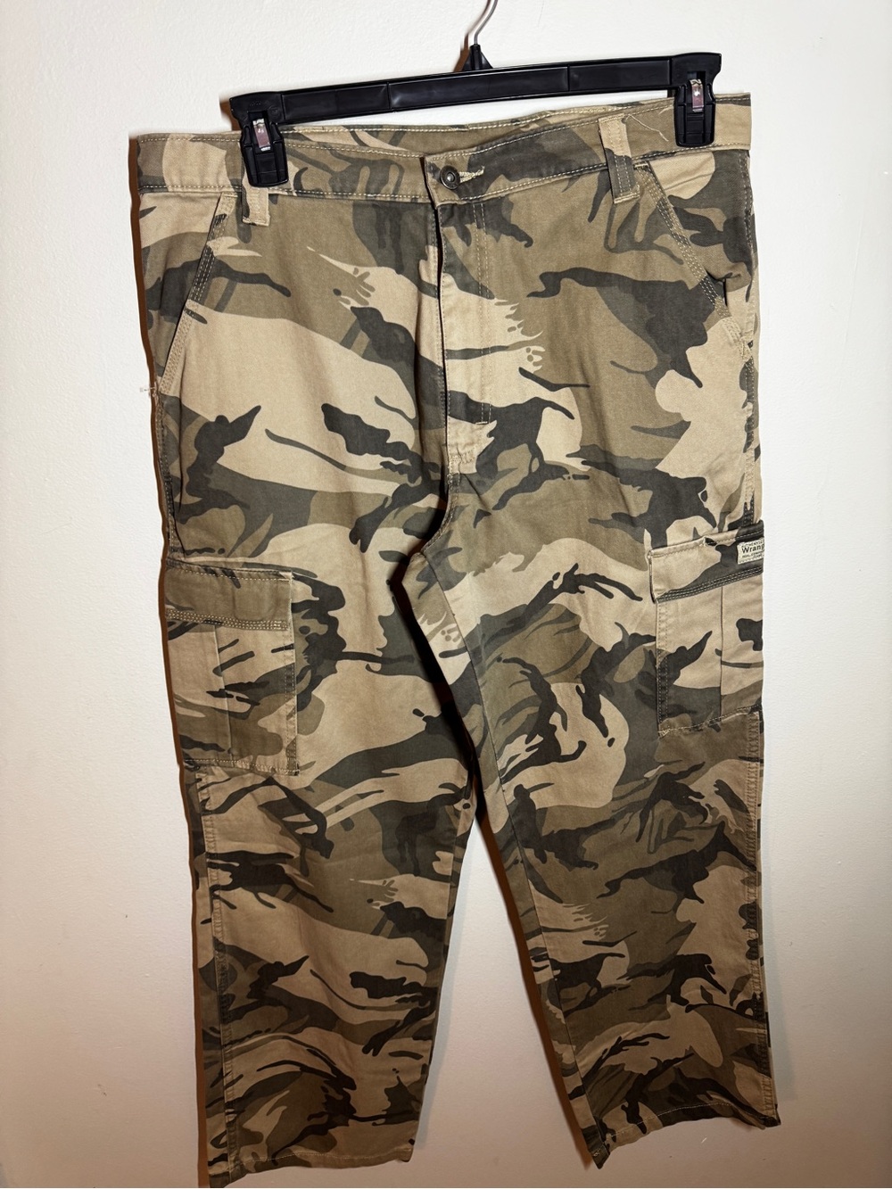 Vintage Y2K‎ Wrangler Camo Cargo Pants Mens 34x32 Green Woodland Utility 70LEWCG